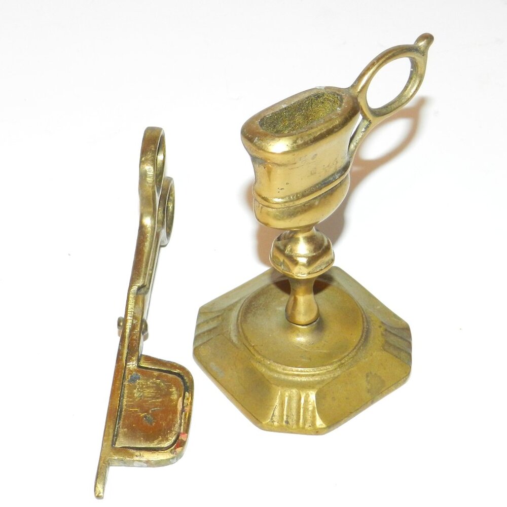 VTG Antique Solid Brass Candle Wick Snuffer With Stand Approx. 7.5 Tall - Picture 3 of 10